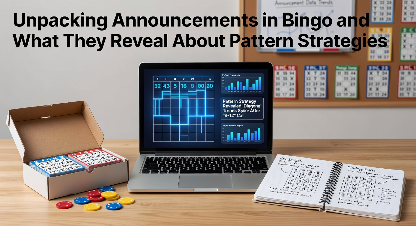 Bingo caller announcing numbers while players examine pattern requirements on their cards during a live session